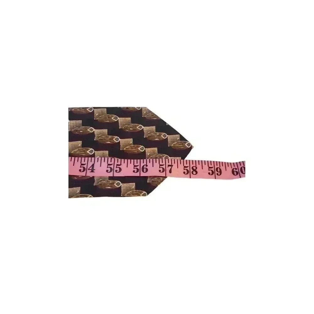 Tesoro Rosso Uomo Moda Luxury Silk Neck Tie Geometric Vintage Black‎ Gold Office
